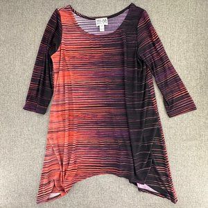 Mila & Milan Tunic Top‎ Asymmetrical Striped Medium Polyester & Spandex Stretch